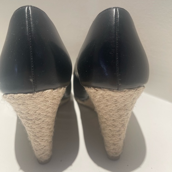 Black Peep-Toe Women's Wedges - Picture 3 of 5